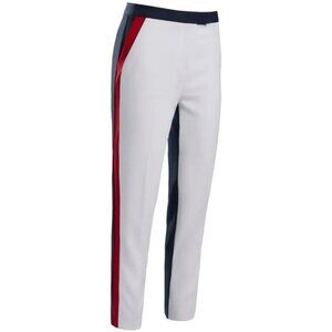 G Force Men's White Navy Pleated Straight Leg Golf Trouser Pants Size 0
